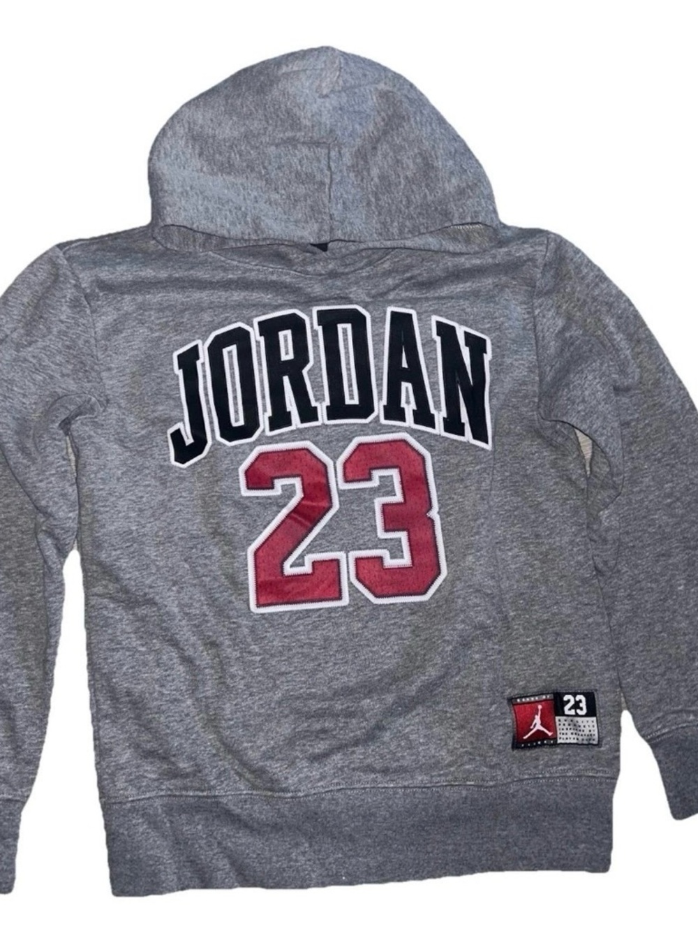 Boys Jordan Grey Hoodie With Logo Size Medium (10-12)